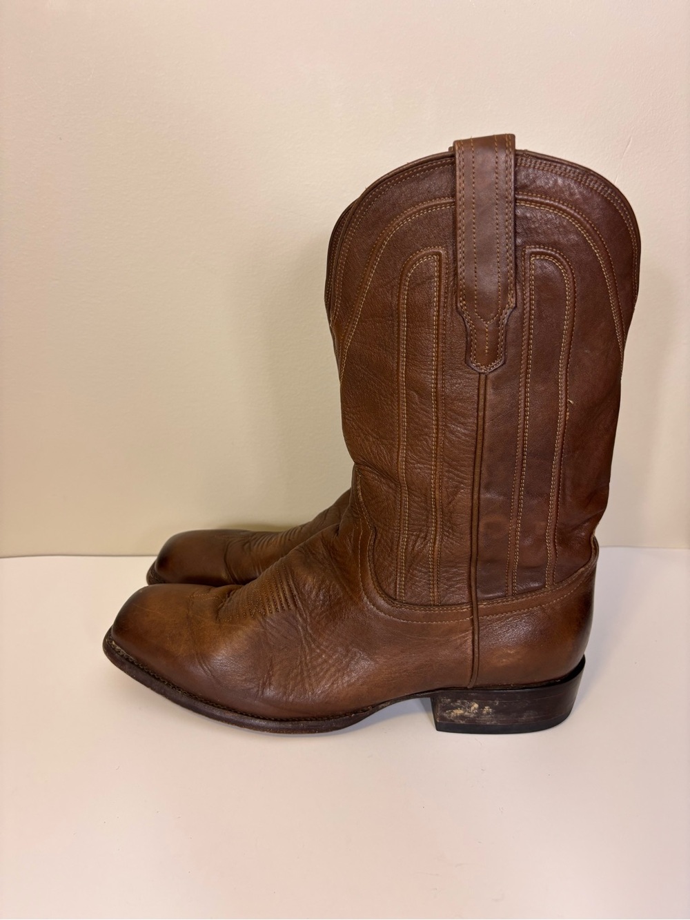Tecovas Brown Leather Western Pull-On Cowboy Boots Men’s 13
